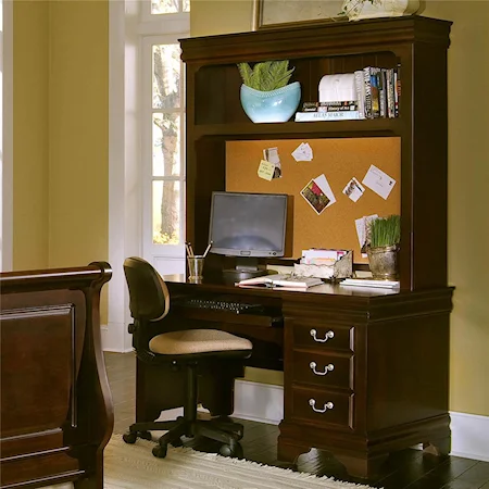 Single Pedestal Computer Desk and Hutch